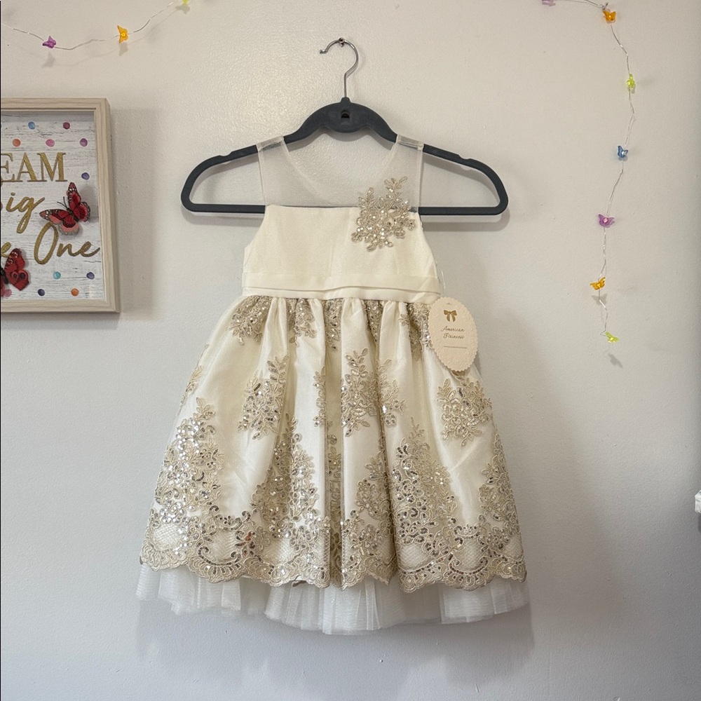 American Princess Cream and Gold Formal Dress